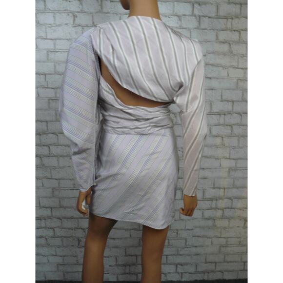 $2,270 Carmen March Cupro Stripes Belted Ruched Sheath Dress 38 IT sz 4 US M491 - Picture 10 of 12